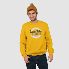 gamer-life-cotton-printed-unisex-golden-yellow-men-model-sweatshirt-gogirgit-com