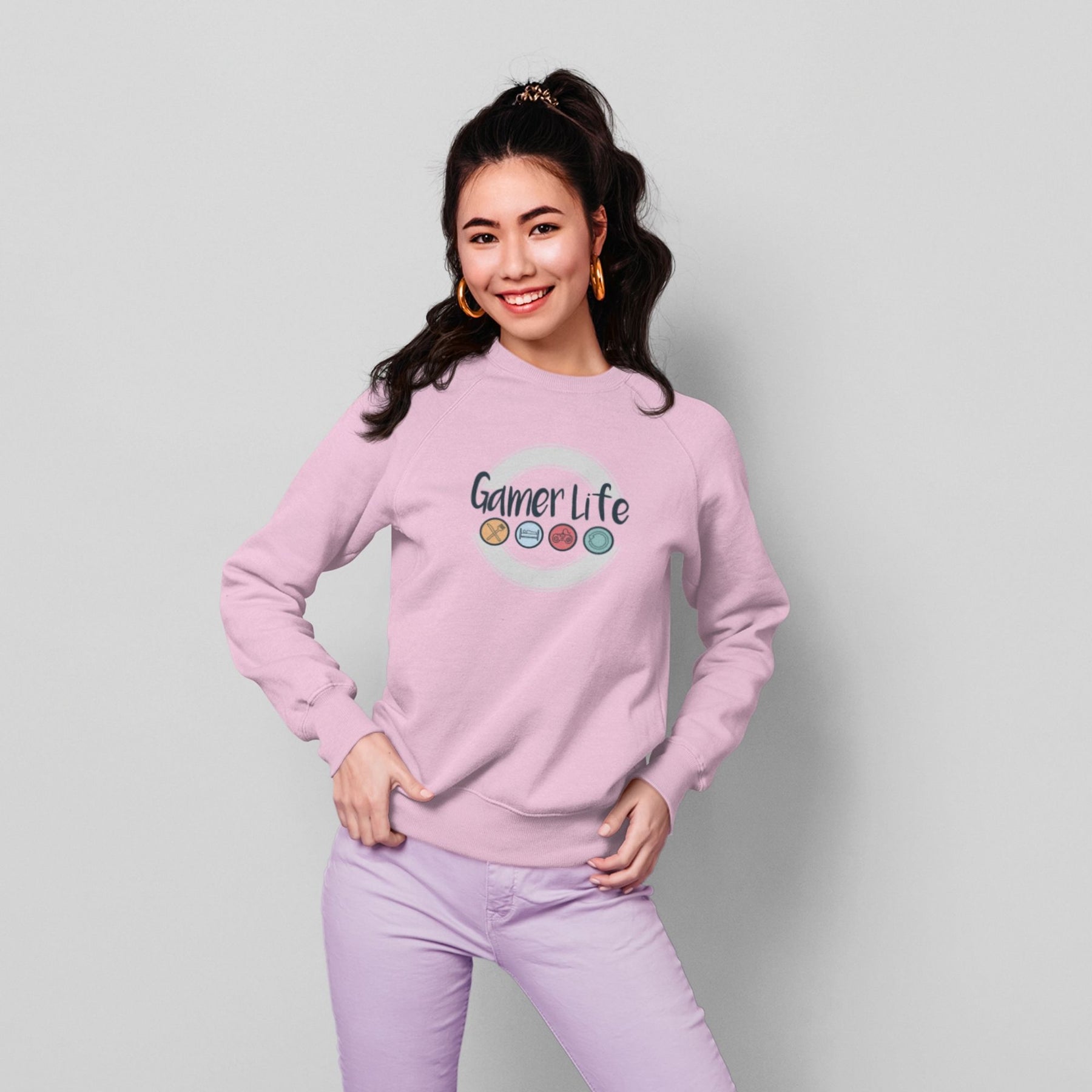 gamer-life-cotton-printed-unisex-light-pink-female-model-sweatshirt-gogirgit-com