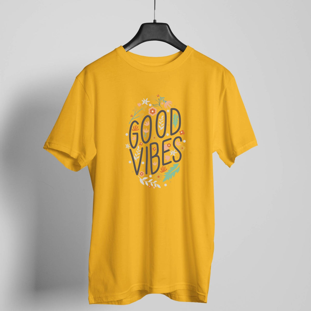 Good Vibes golden yellow t-shirt