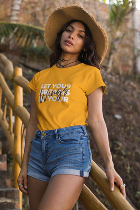 Let Your Dreams Be Women's Half Sleeve Golden Yellow T-shirt
