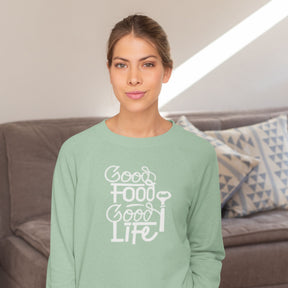 good-food-good-life-cotton-printed-unisex-mint-female-model-sweatshirt-gogirgit-com