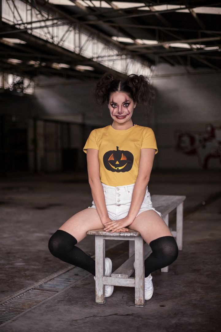 Pumpkin Head Halloween yellow T-shirt