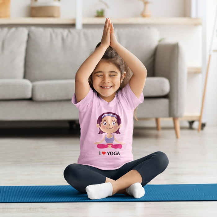 I Love Yoga Kids T-shirt for Girls