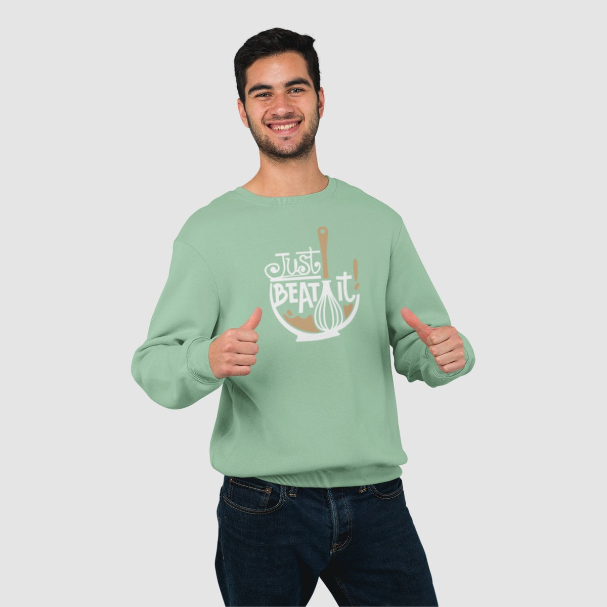 just-beat-it-cotton-printed-unisex-mint-sweatshirt-men-model-gogirgit-com