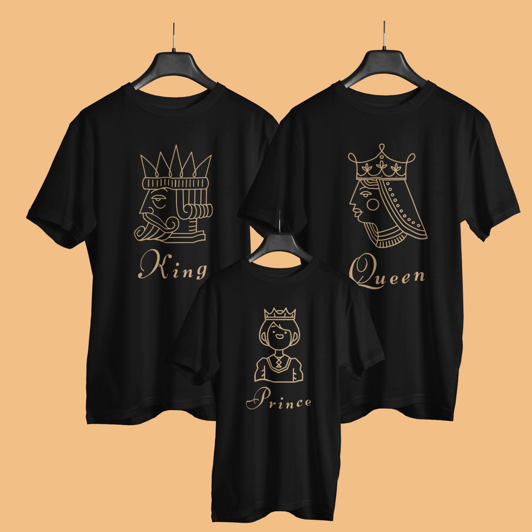 king-queen-prince-matching-family-black-t-shirts-for-mom-dad-daughter-gogirgit-hanger