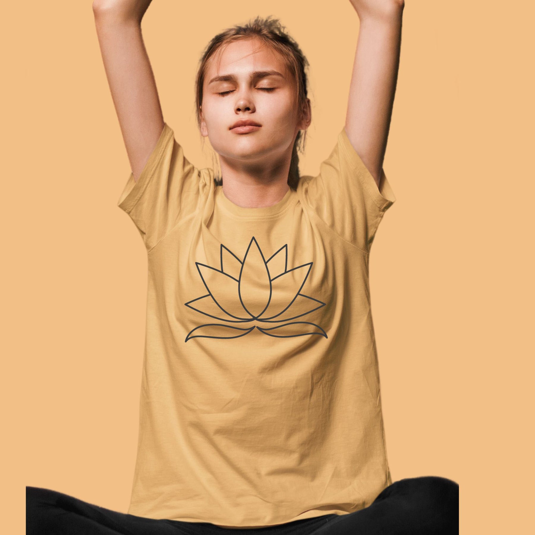 lotus-mustard-yellow-women-s-yoga-printed-tshirt-gogirgit-com