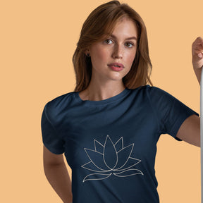 lotus-navy-blue-women-s-yoga-tshirt