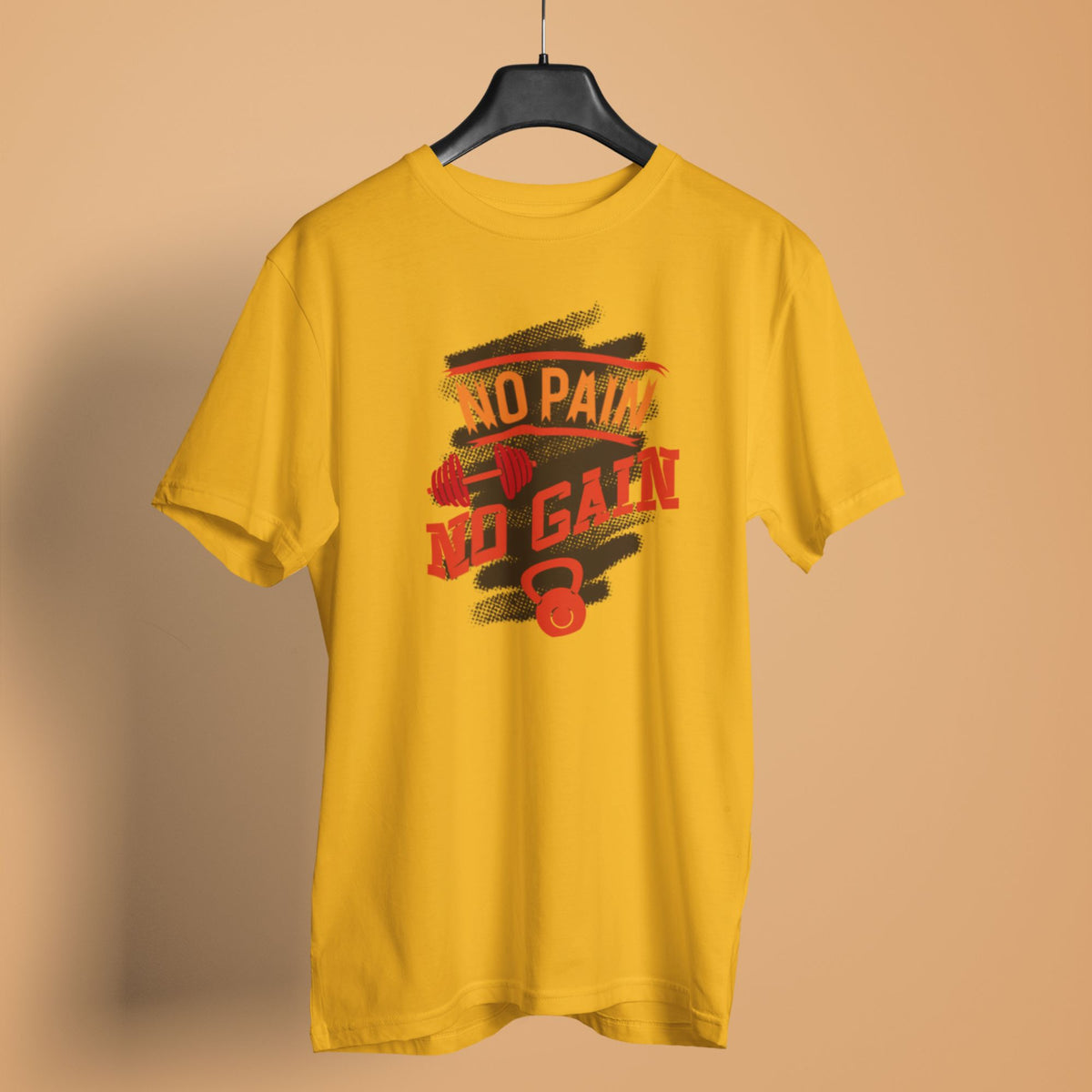 no-pain-no-gain-cotton-printed-golden-yellow-men-t-shirts-gogirgit-com #color_golden yellow