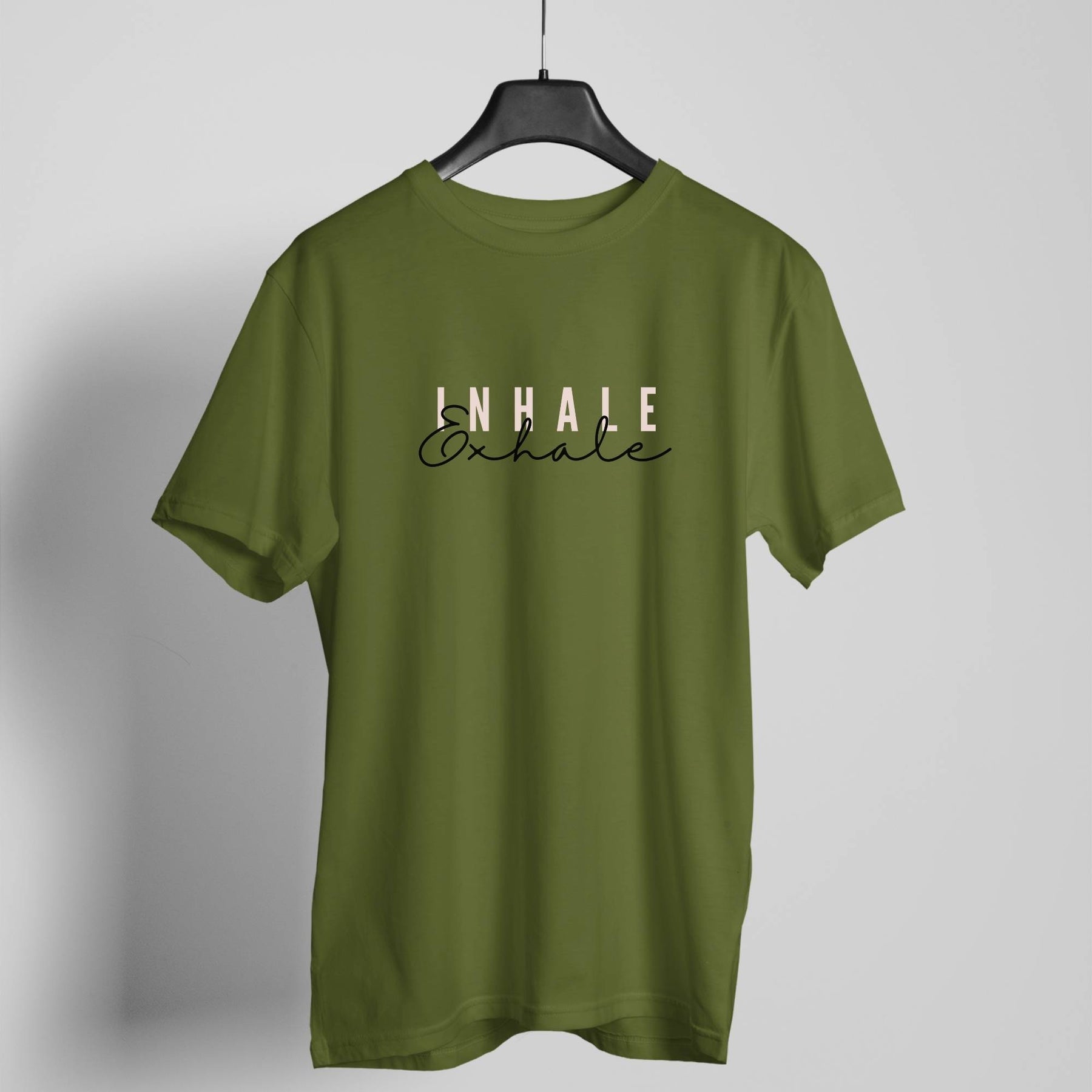 Inhale Exhale coffee brown t-shirt