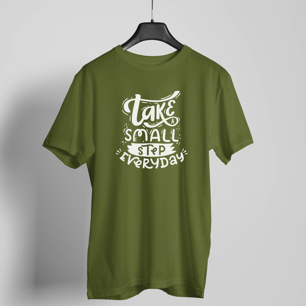 Take small step everyday olive green t-shirt