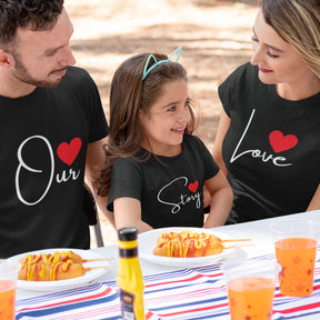 our-love-story-matching-family-black-t-shirts-for-mom-dad-son-daughter-gogirgit-com