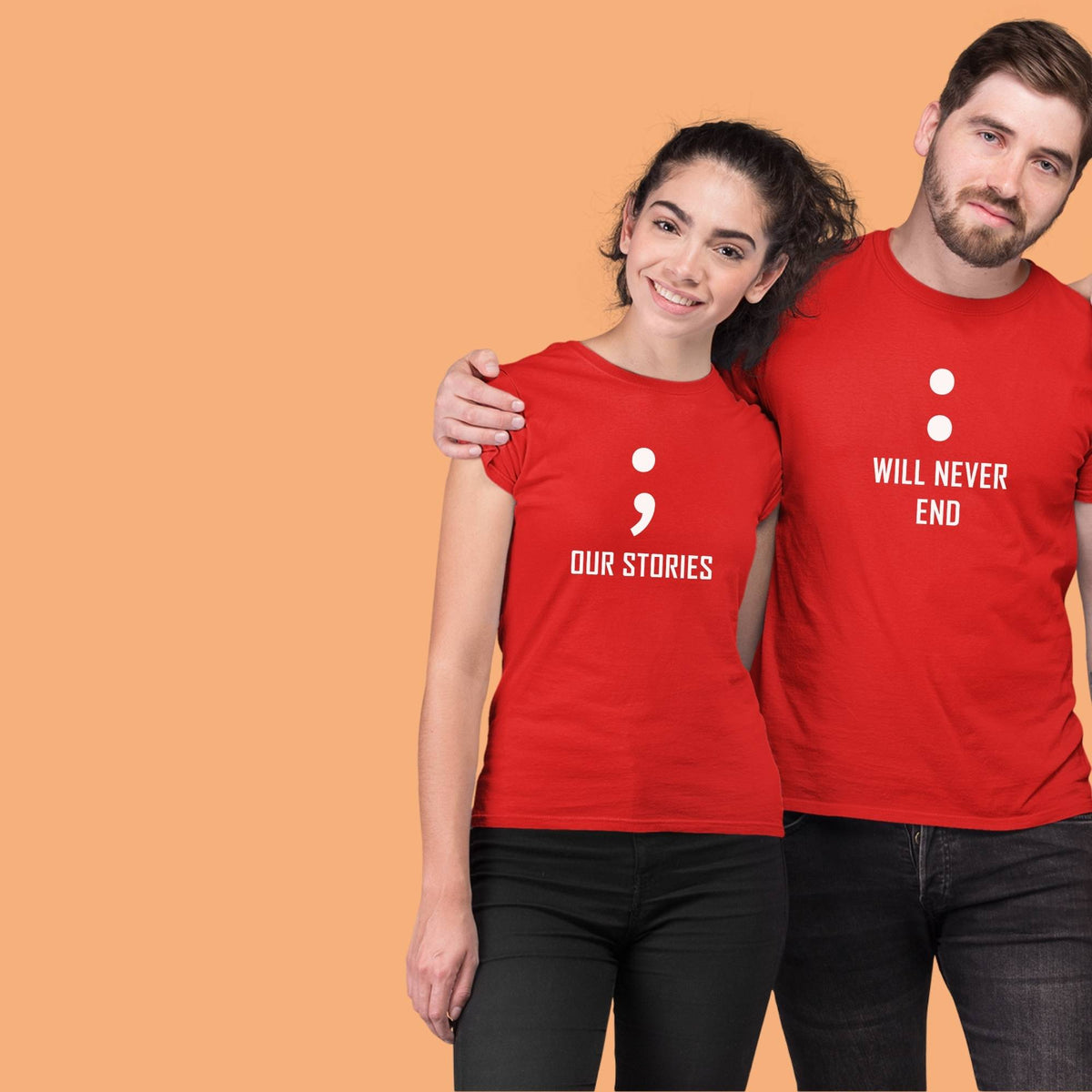 our-stories-will-never-end-printed-couple-t-shirt-cotton-red-color-premium-quality-gogirgit-model