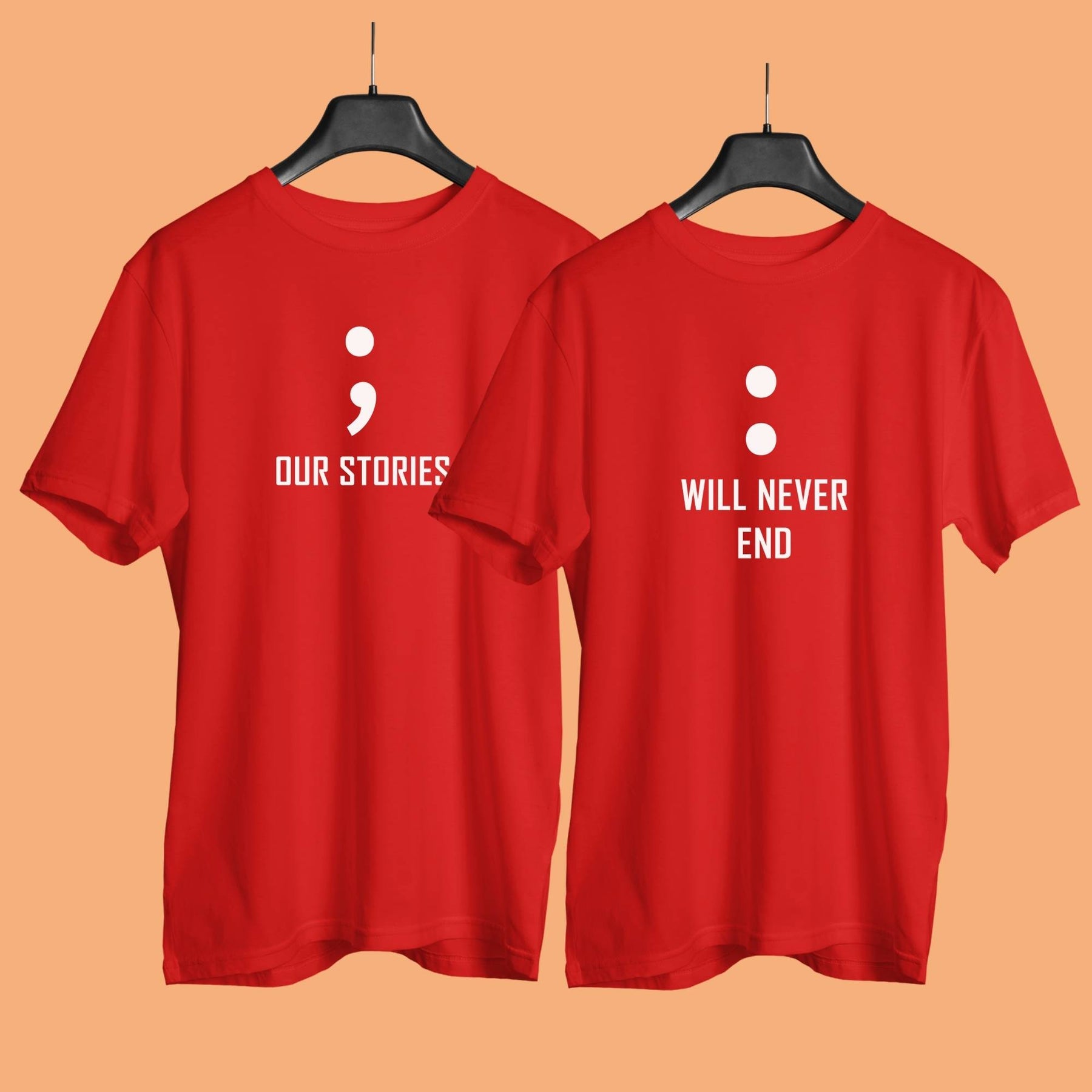 Bevægelse Beregning Manøvre Our Stories Will Never End Red Couple T-shirts