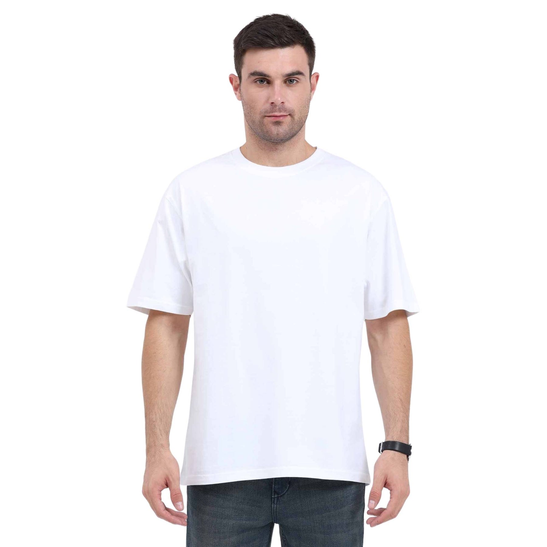 Plain Cotton Round Neck Oversized T-shirt Pack Of 2 Combo