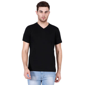 Plain Cotton Men's V Neck T-shirt Pack Of 2 Combo