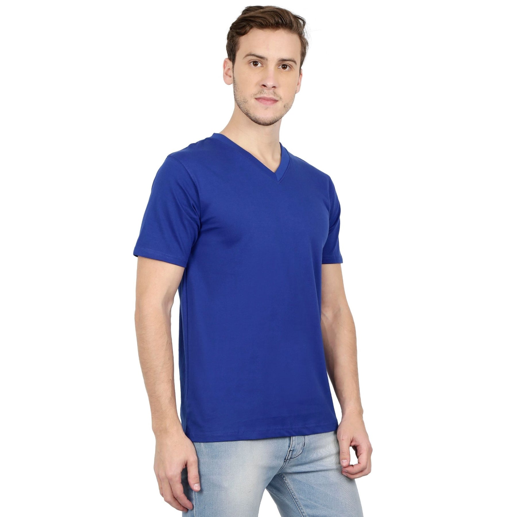 Plain Cotton Men's V Neck T-shirt Pack Of 2 Combo