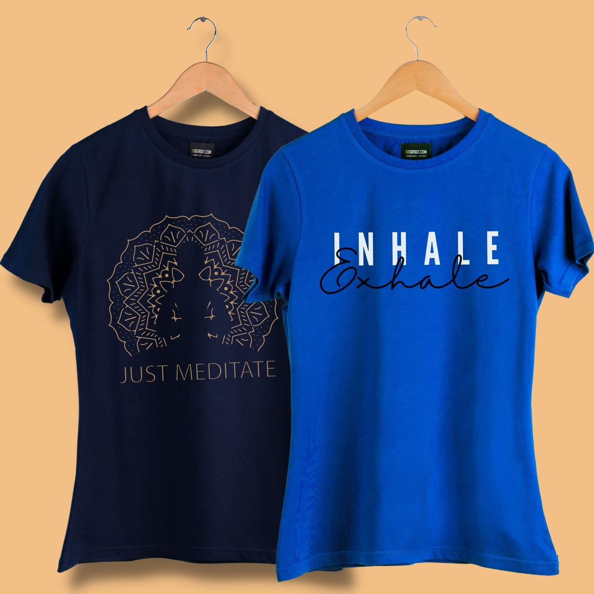 pack-of-2-women-s-printed-t-shirts-in-just-meditate-navy-blue-inhale-royal-blue-design-tshirt