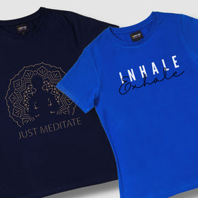 pack-of-2-women-s-printed-t-shirts-in-meditate-navy-blue-inhale-royal-blue-design-tshirt