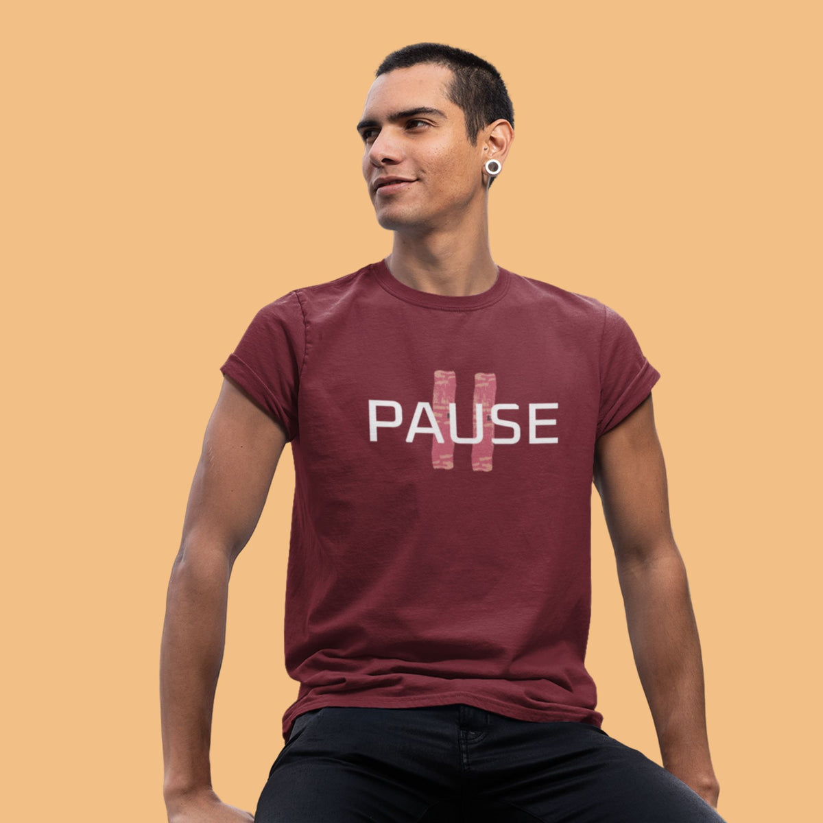 pause-maroon-yoga-tshirt-for-men-gogirgit