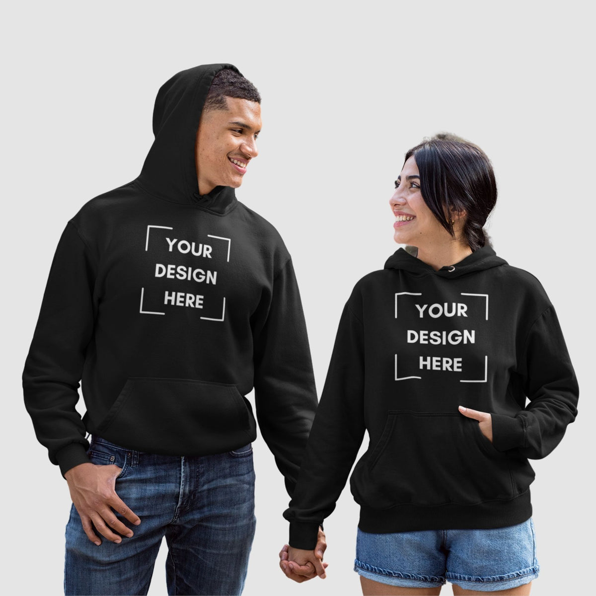 Premium cotton customized unisex couple red and black hoodies