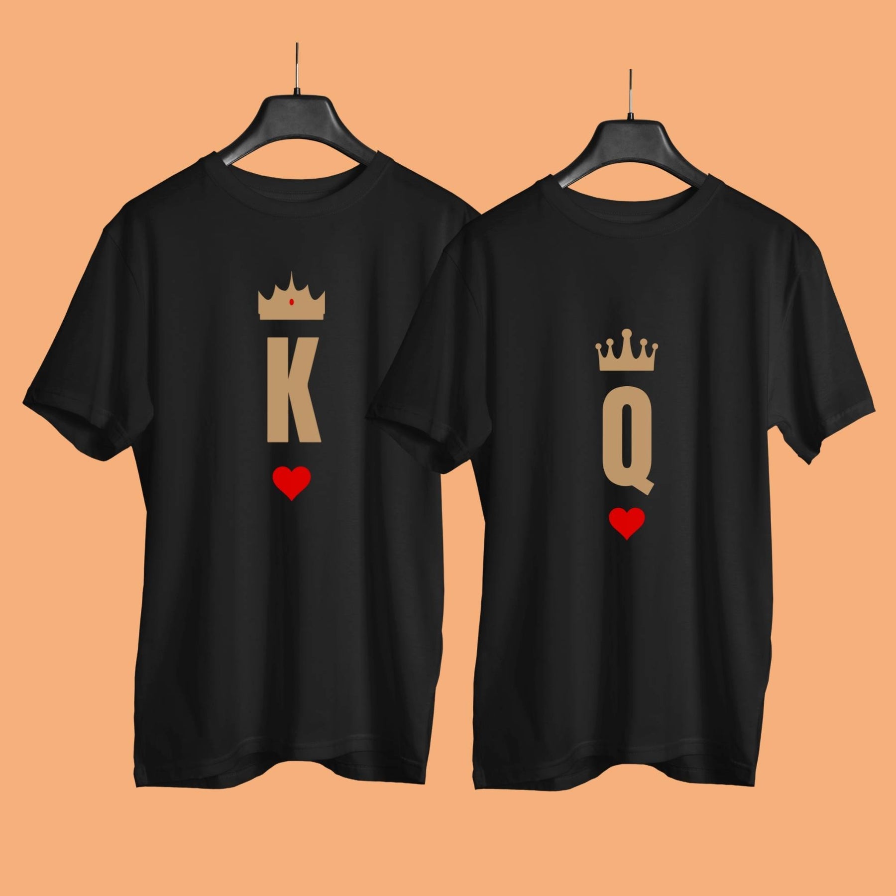 q-for-queen-K-for-king-couple-tshirt-with-front-and-back-print-customizable-black-color-premium-quality-gogirgit-front-shot