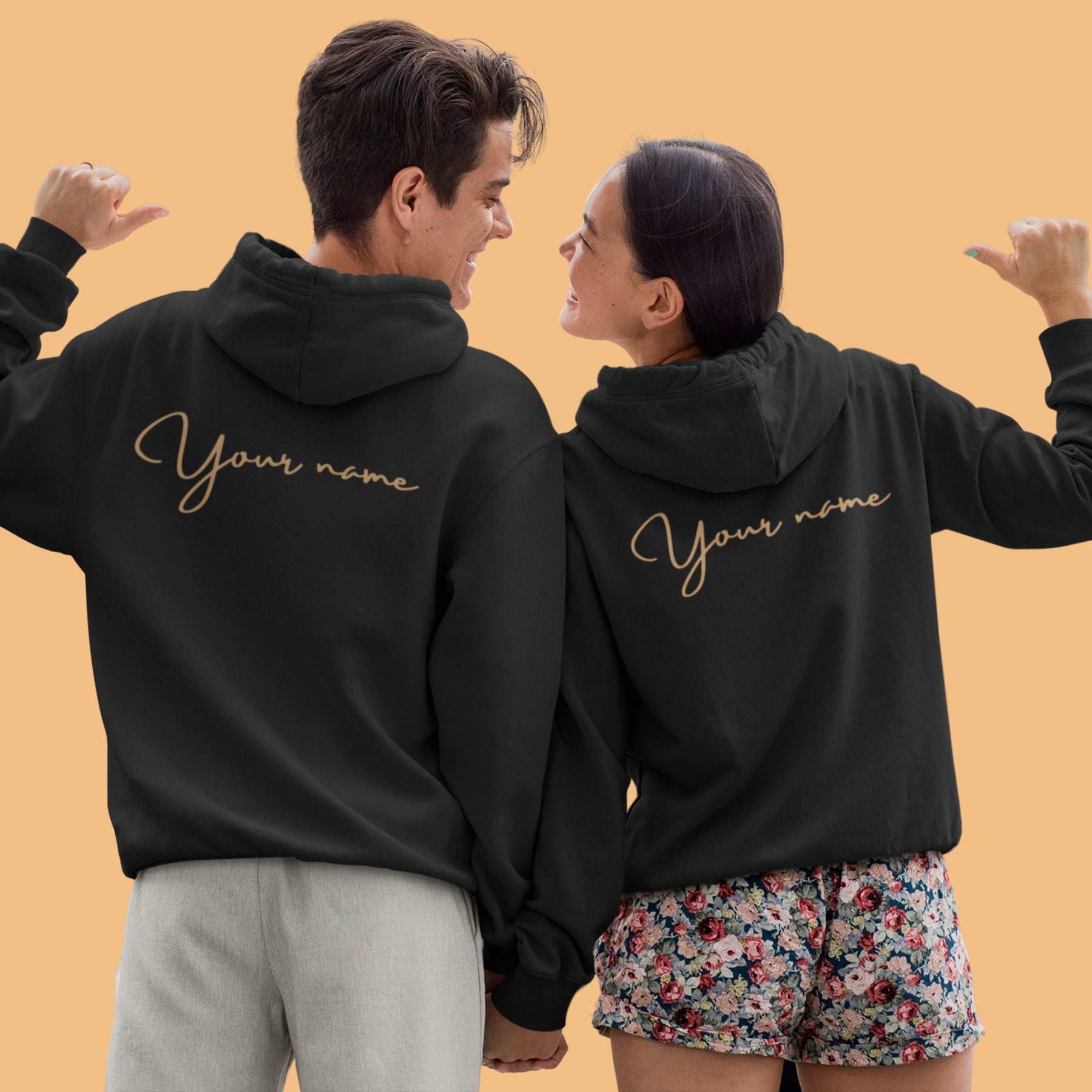 Print names on back of your couple hoodies