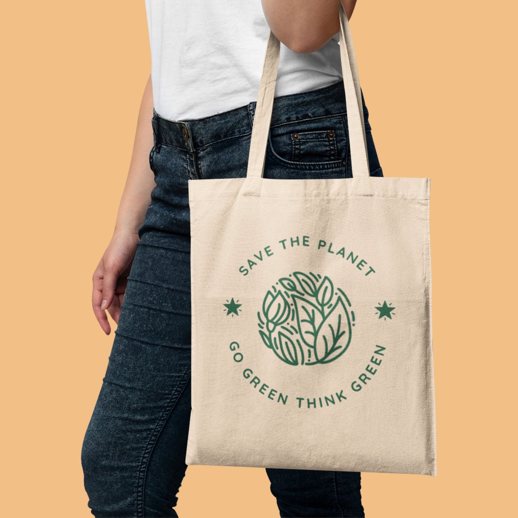 Save the planet printed tote bag