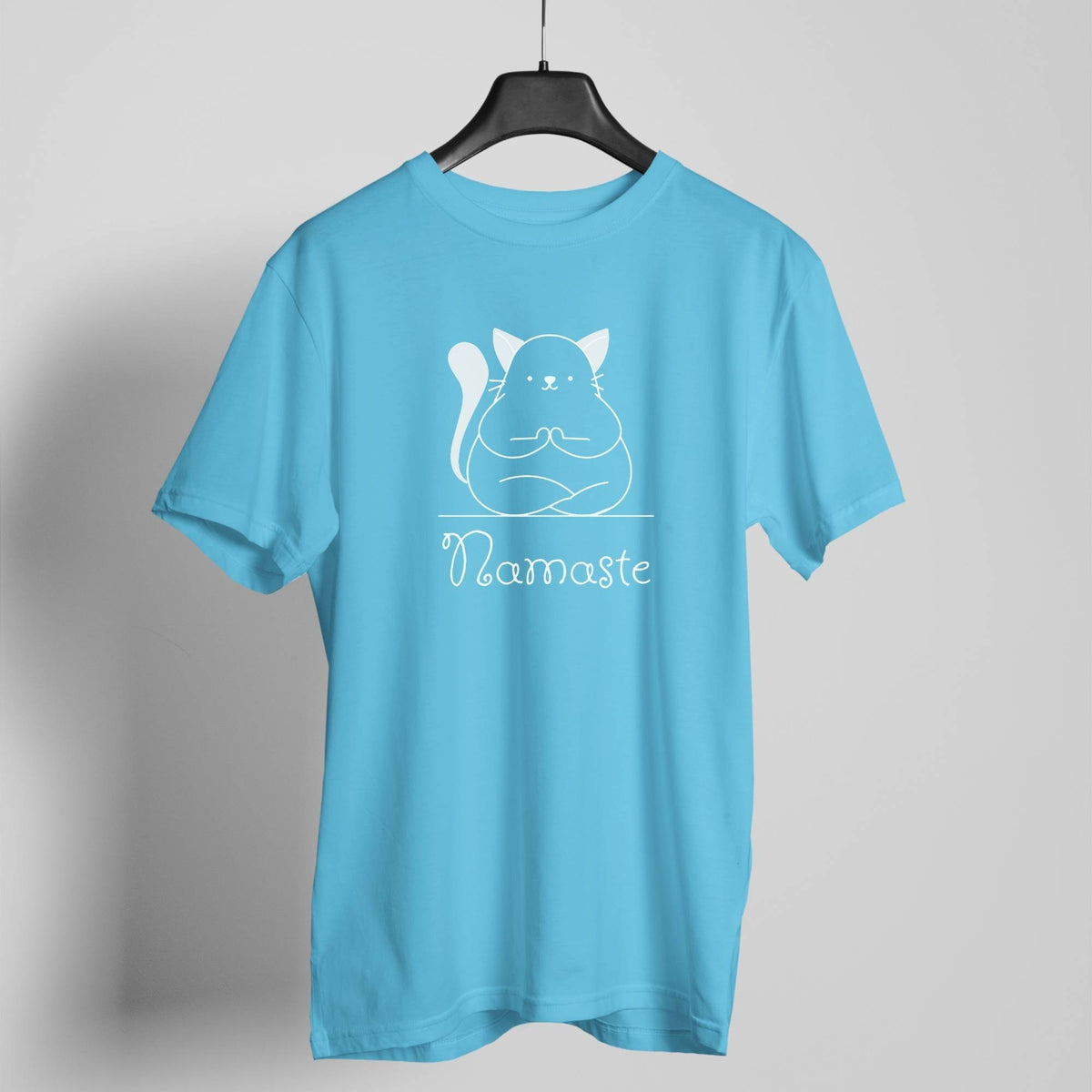 Namaste Cat Sky Blue t-shirt