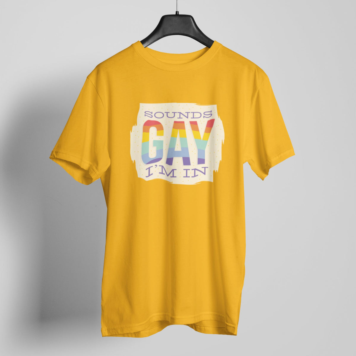     sounds-gay-golden-yellow-round-neck-gay-printed-cotton-t-shirt-gogirgit #color_golden yellow