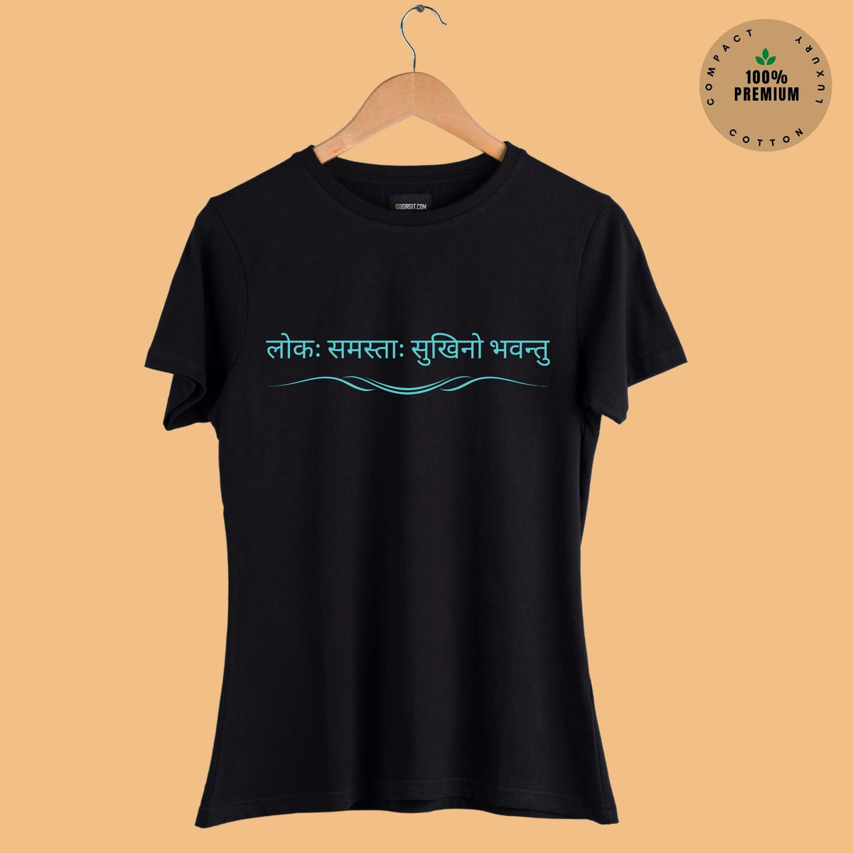 sukhino-bhavantu-sanskrit-quote-yoga-lovers-black-half-sleeve-t-shirt-gogirgit #color_black