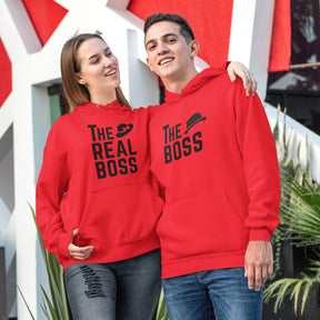 The Real Boss Red Couple Hoodies