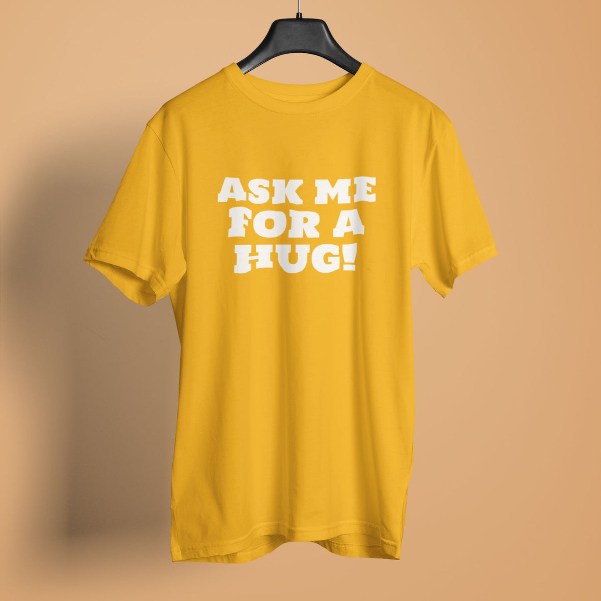 unisex-men-printed-graphic-golden-yellow-cotton-tshirt-ask-me-for-a-hug-design-gogirgit #color_golden yellow