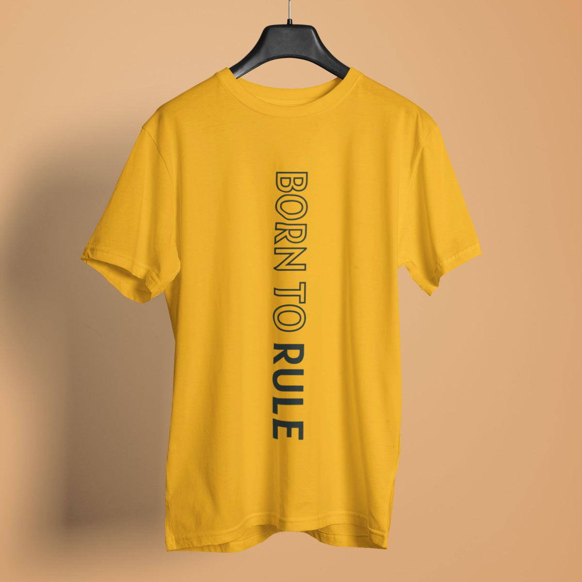 unisex-men-printed-graphic-golden-yellow-cotton-tshirt-born-to-rule-design-gogirgit #color_golden yellow