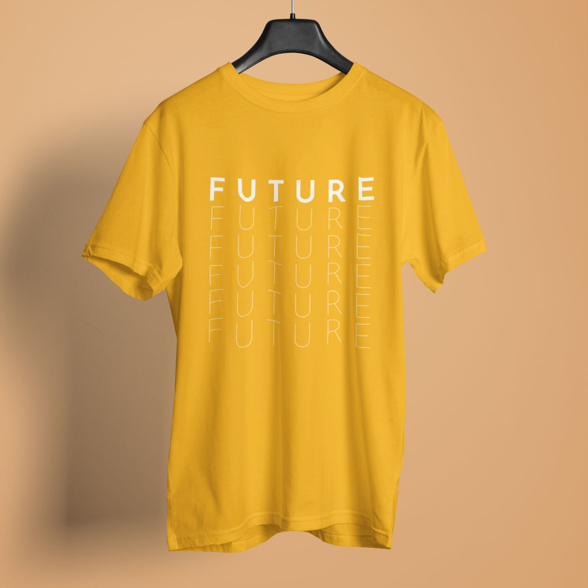 unisex-men-printed-graphic-golden-yellow-cotton-tshirt-future-typography-design-gogirgit #color_golden yellow