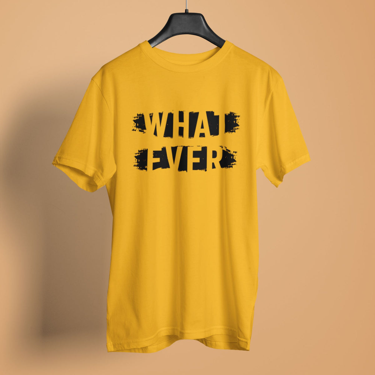 unisex-men-printed-graphic-golden-yellow-cotton-tshirt-what-ever-design-gogirgit #color_golden yellow