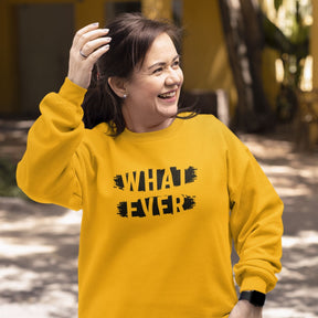 what-ever-cotton-printed-unisex-golden-yellow-female-model-sweatshirt-gogirgit-com