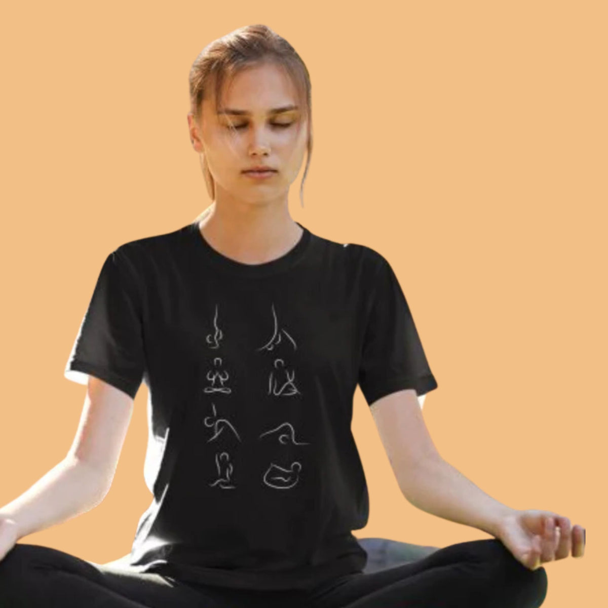 yoga-pose--yogic-t-shirt-s-meditation-yoga-love-black-women-printed-t-shirt
